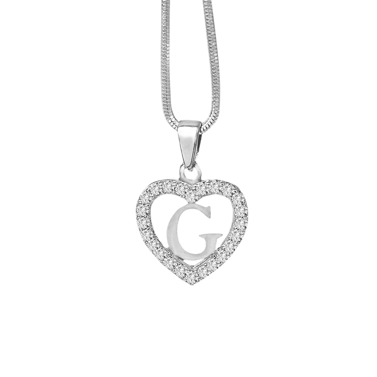 Silidia Silver Heart Pendant With Letter G