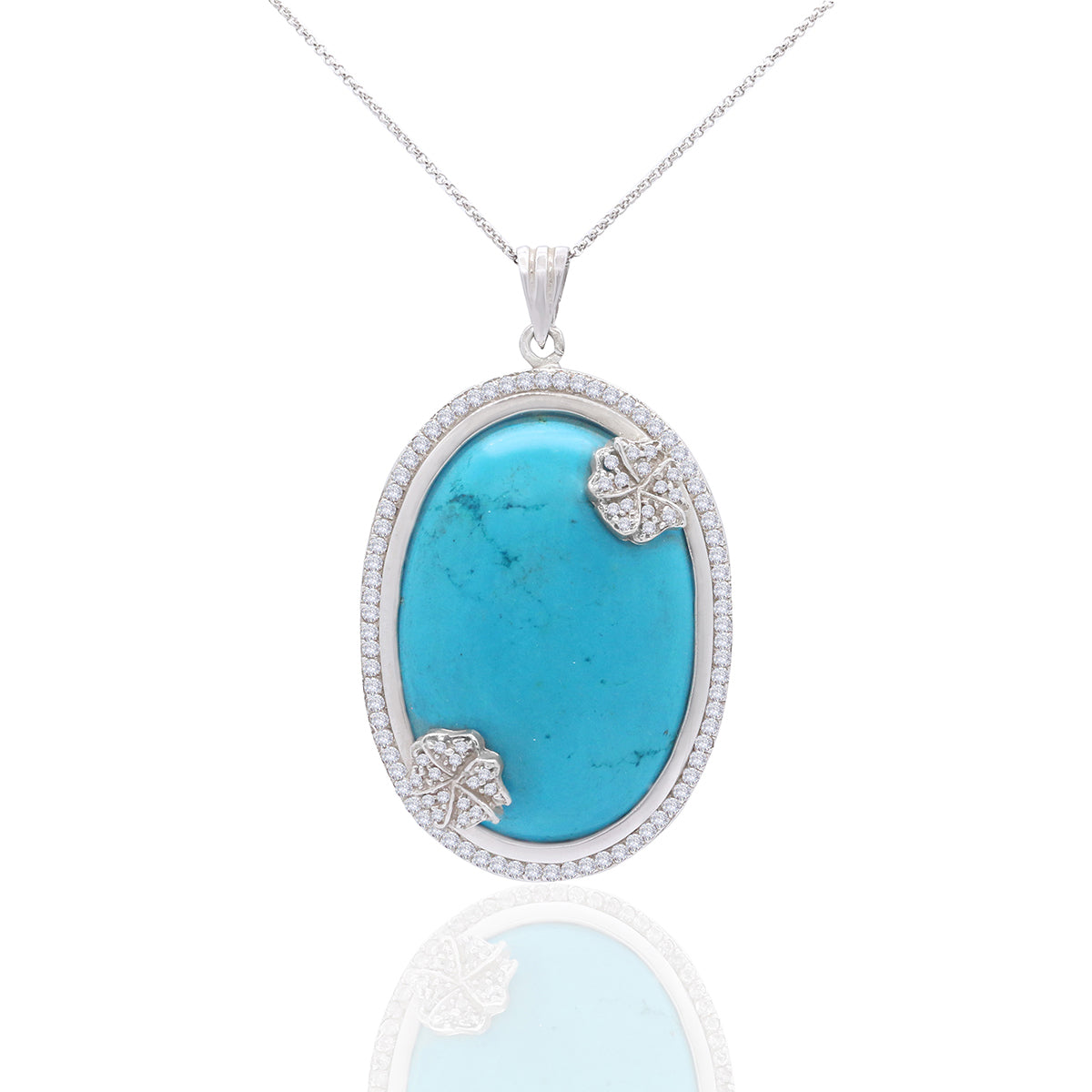 Sterling Silver Turquoise Oval Pendant