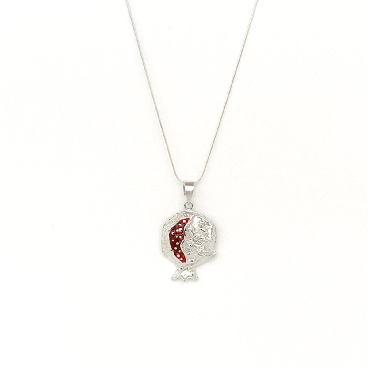 Silidia Silver Red Enamel Pomegranate Pendant