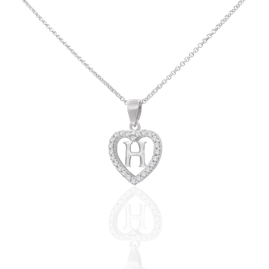 Sterling Silver Initial H Heart  Pendant