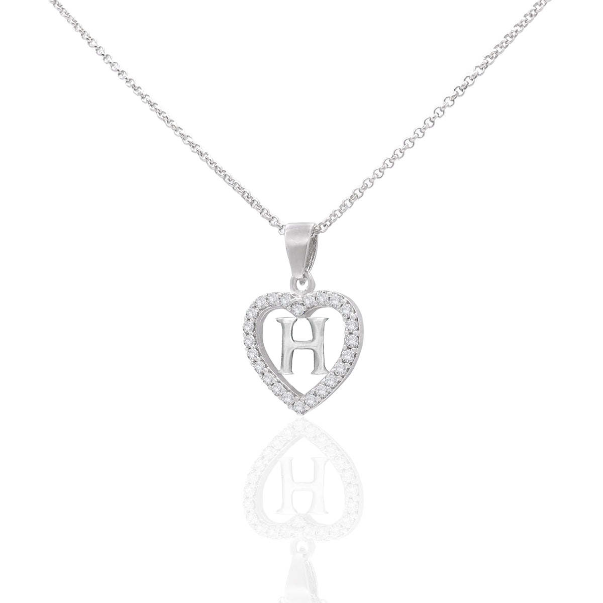 Sterling Silver Initial H Heart  Pendant