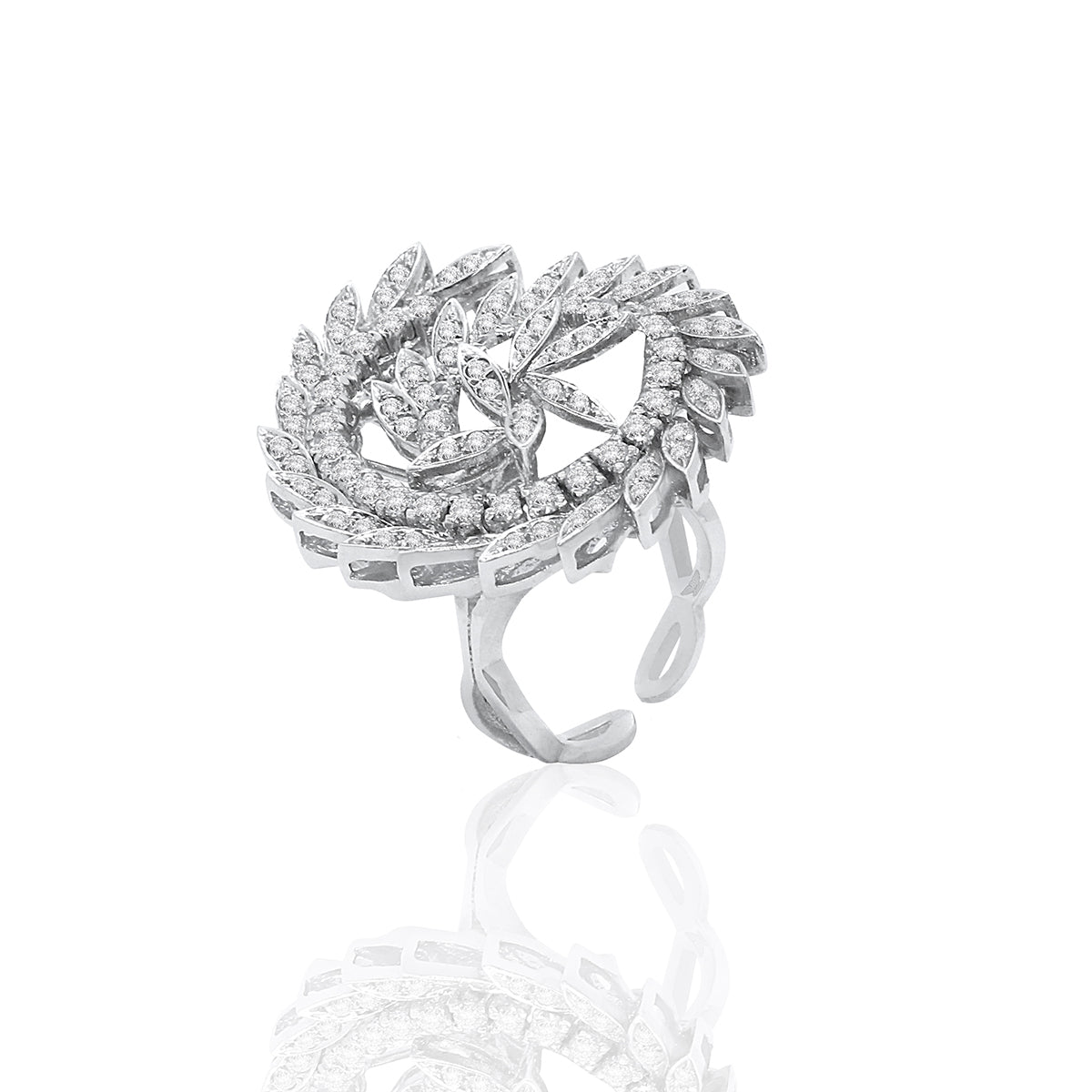 Silver Ring Spiral Flower