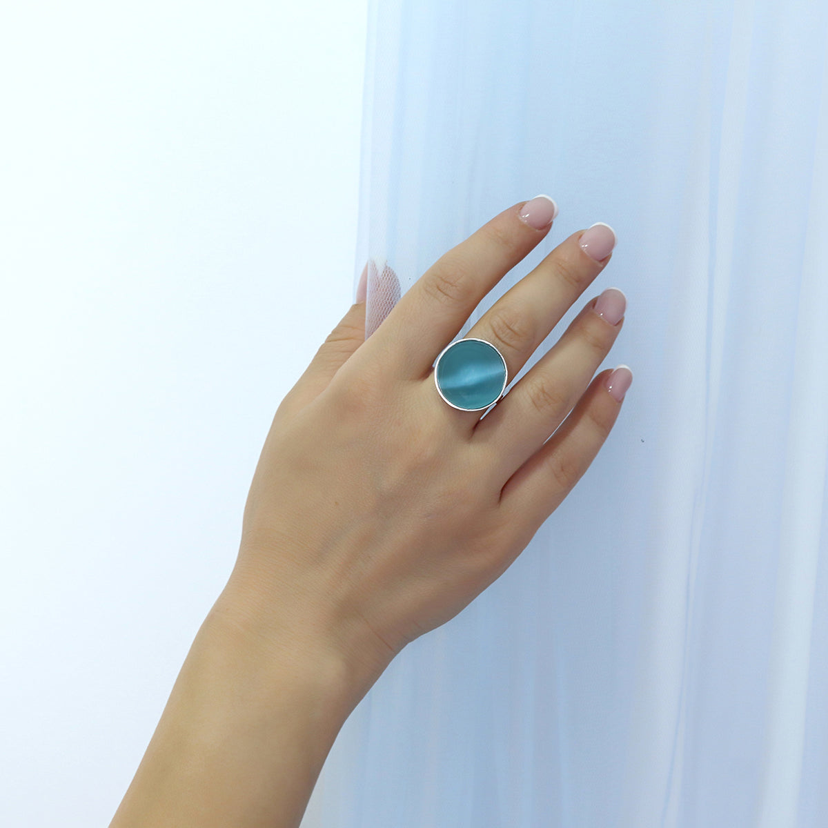 Blue Cats Eye Stone Ring