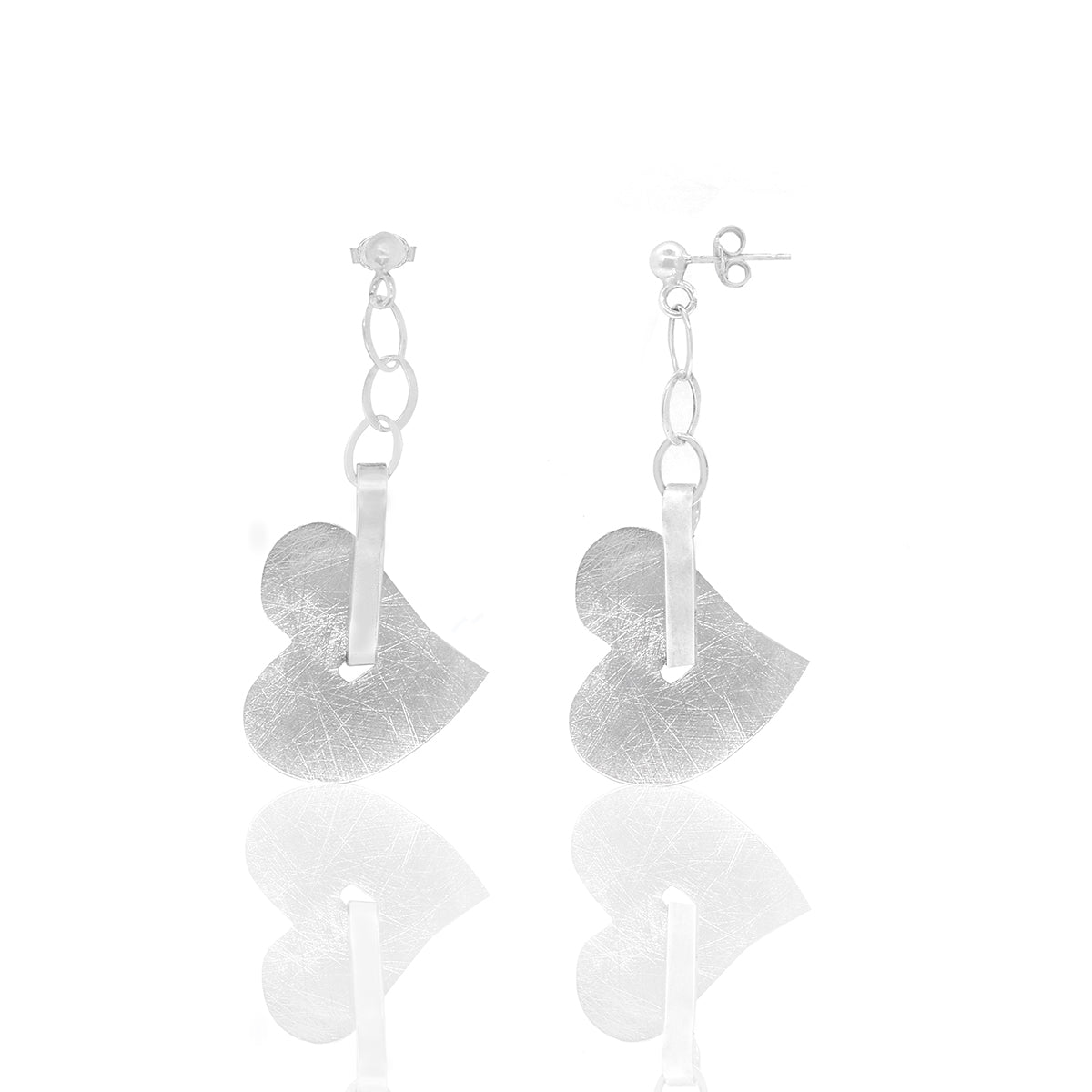 Sterling Silver Dangling Heart Earrings