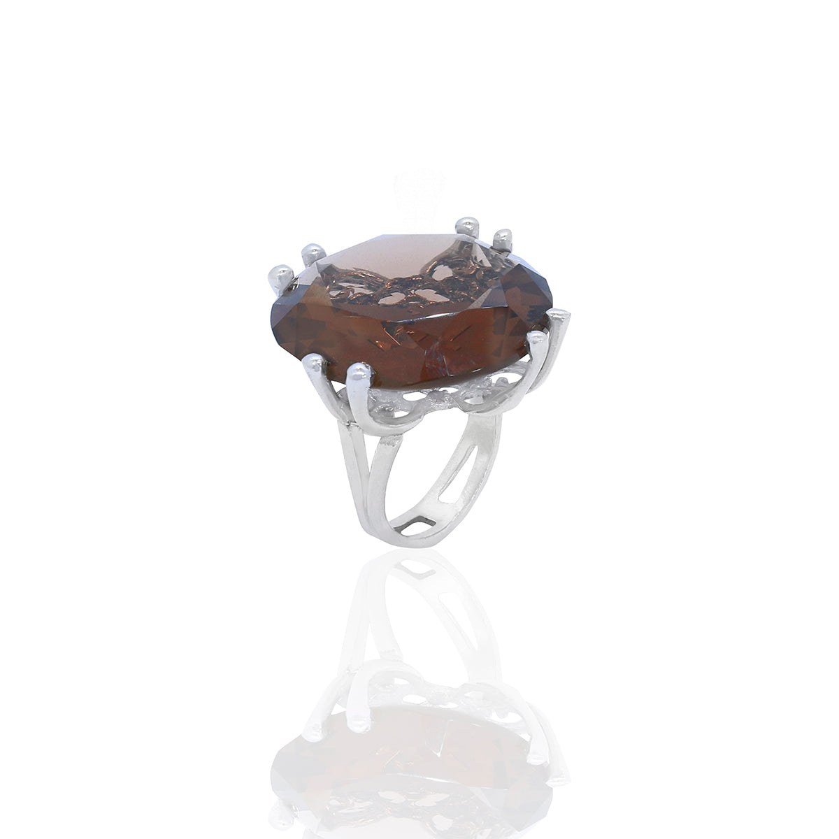 The Elegant Silver Ring with Smoky Brown Gemstone
