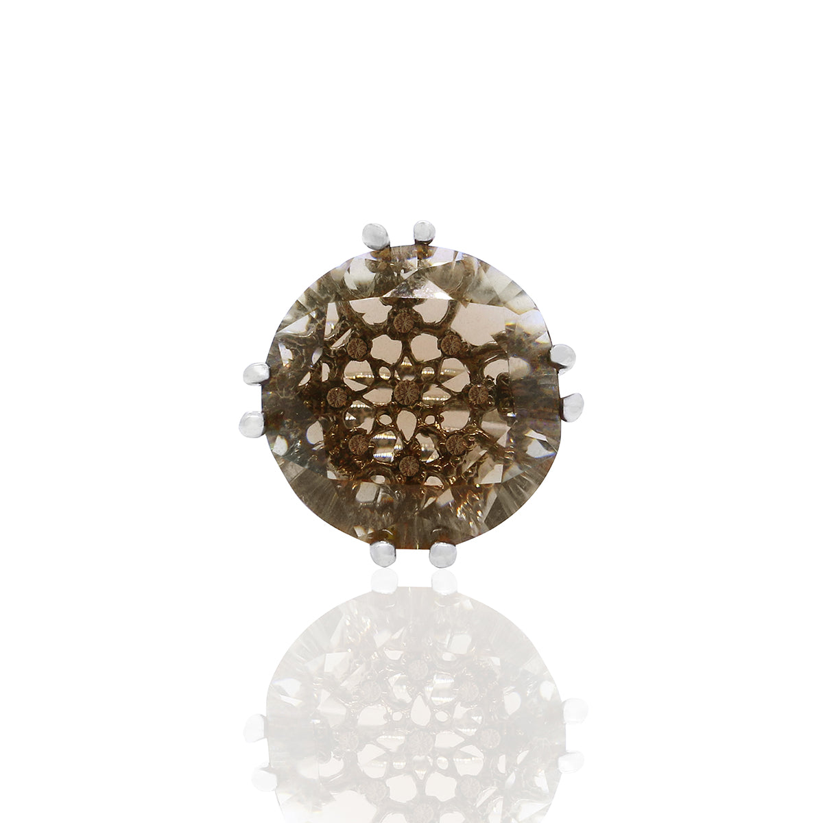 The Elegant Silver Ring with Smoky Brown Gemstone