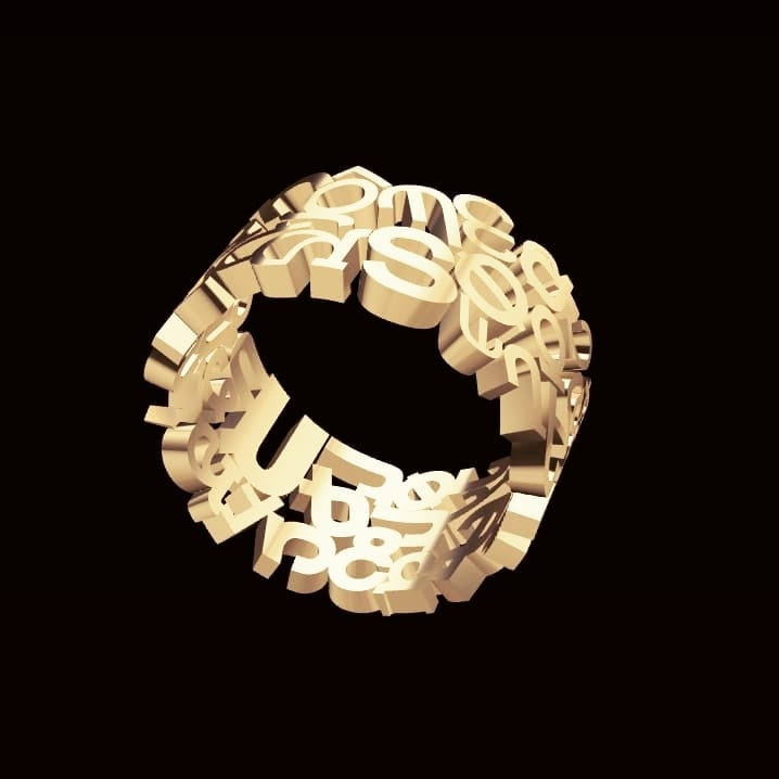 Silver Ring with Armenian Alphabet