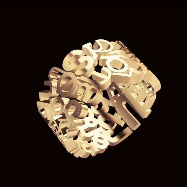 Silver Ring with Armenian Alphabet