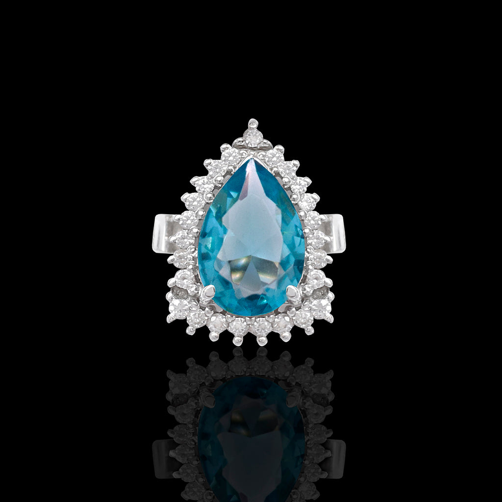 Silidia Tear Drop Ring with Aquamarine
