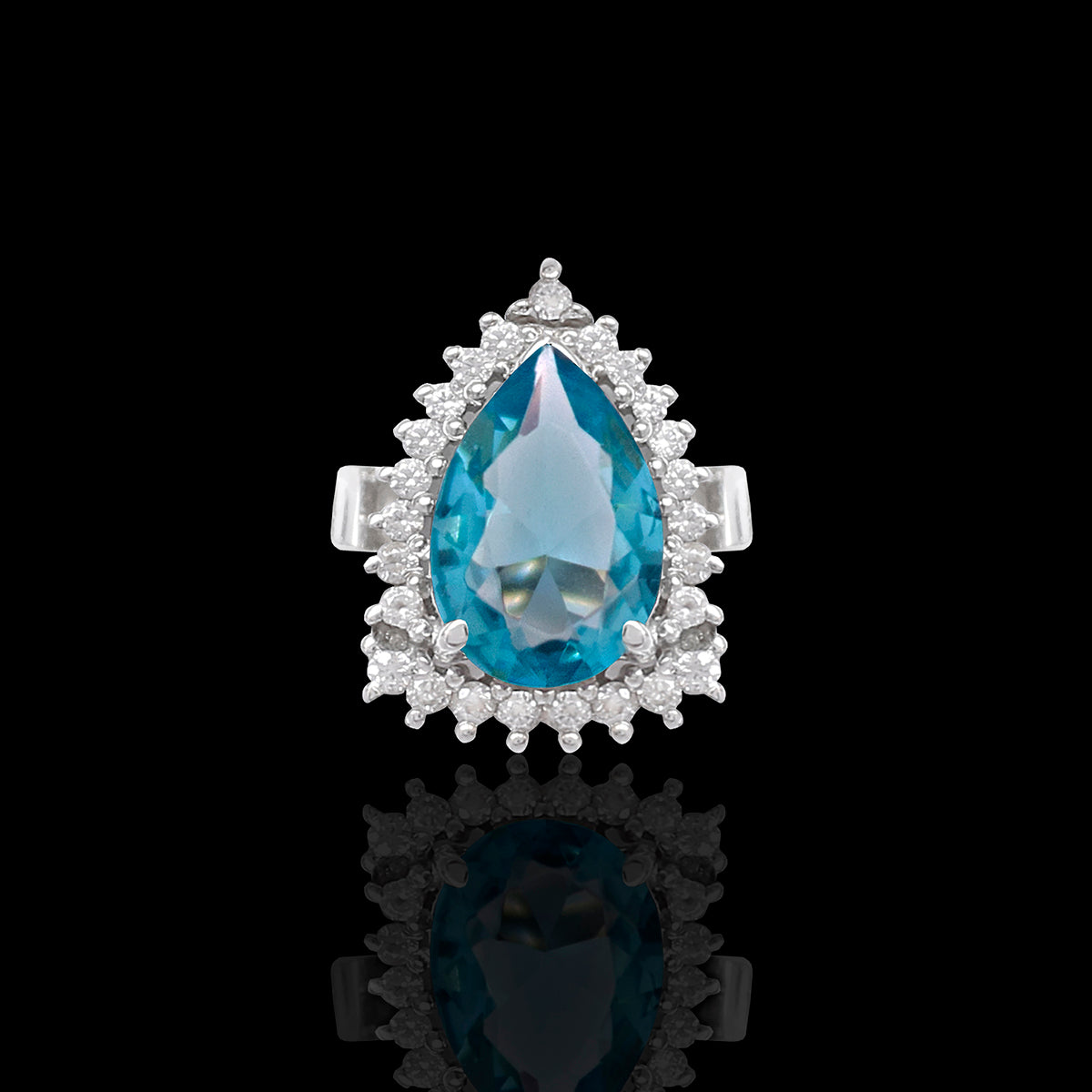 Silidia Tear Drop Ring with Aquamarine