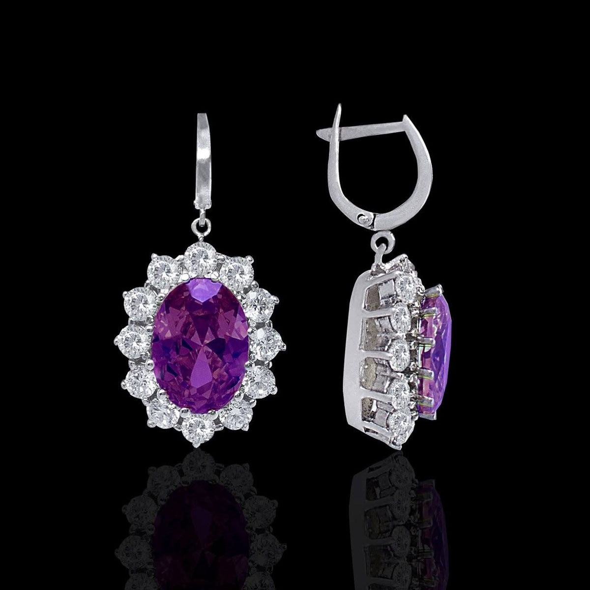 Silidia Oval Purple Earrings