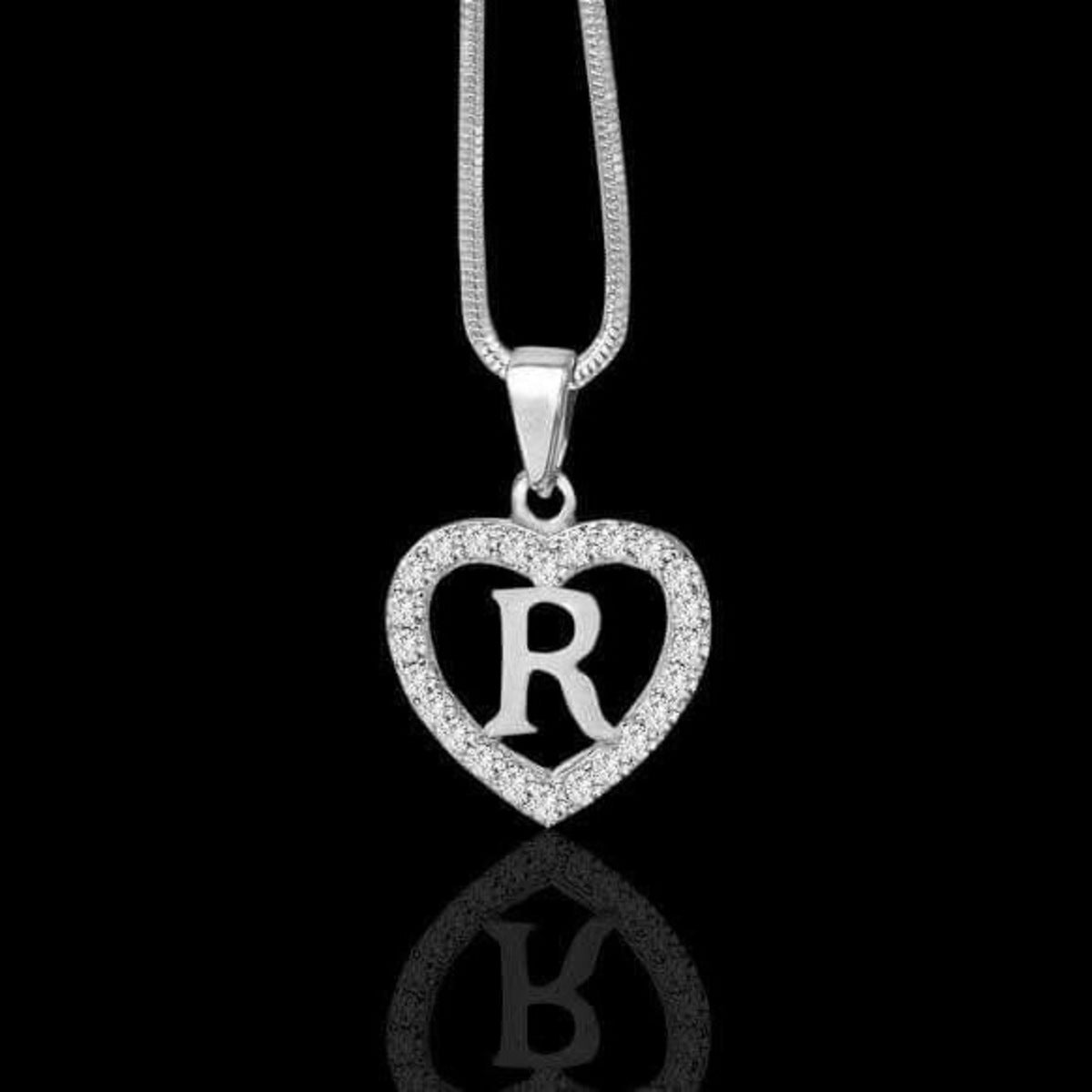 Silidia Silver Heart Pendant With Letter R