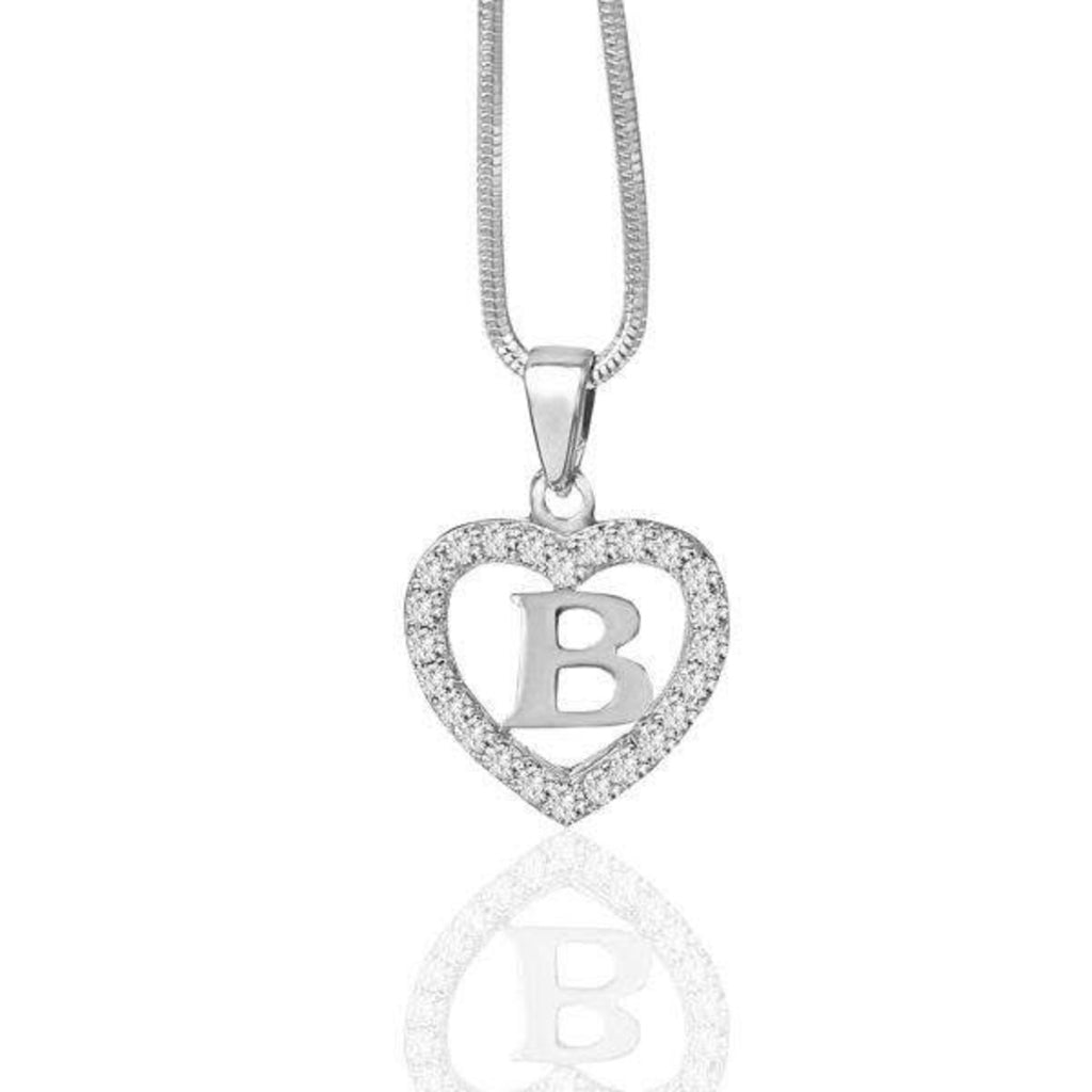 Silidia Silver Heart Pendant With Letter B