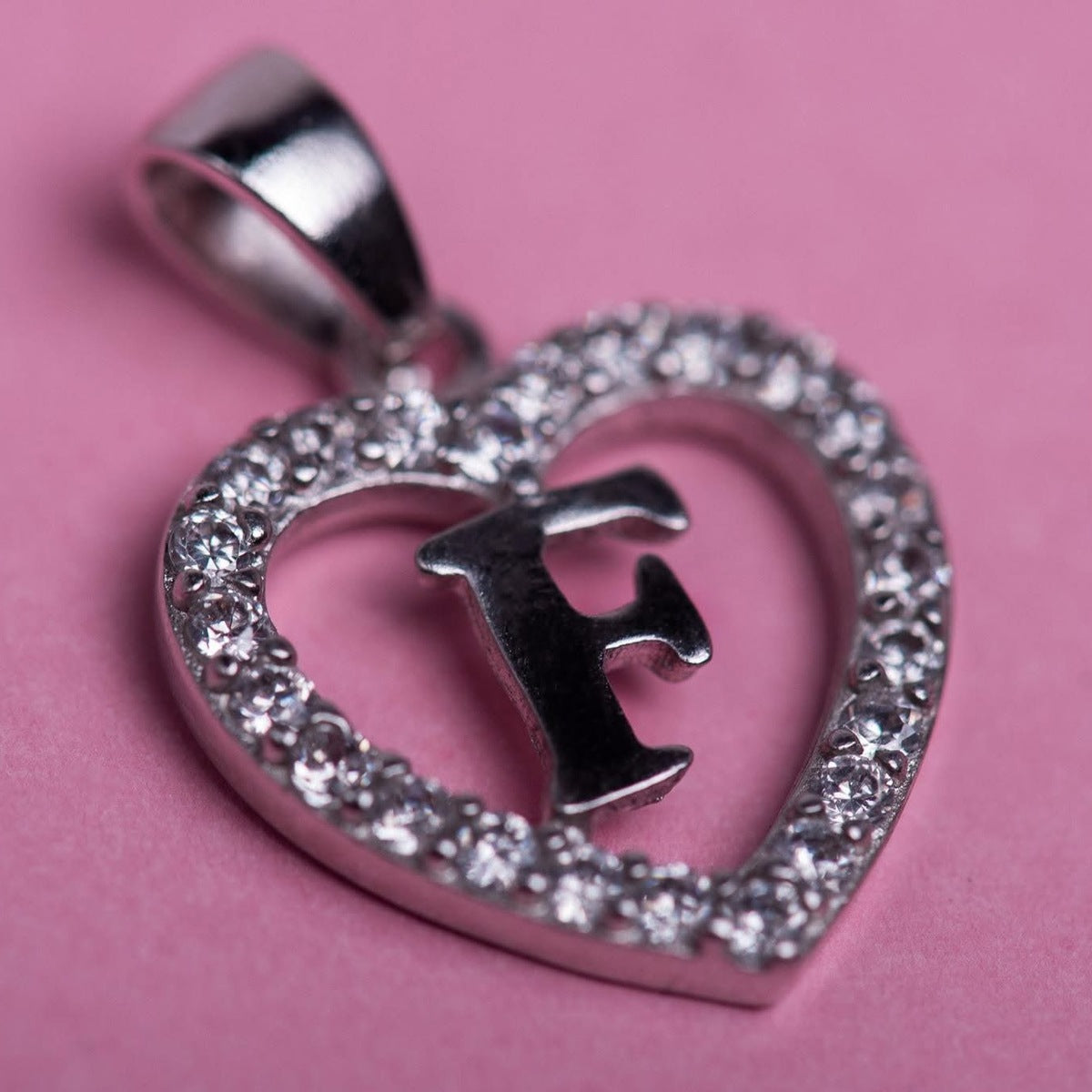 Silidia Silver Heart Pendant With Letter F