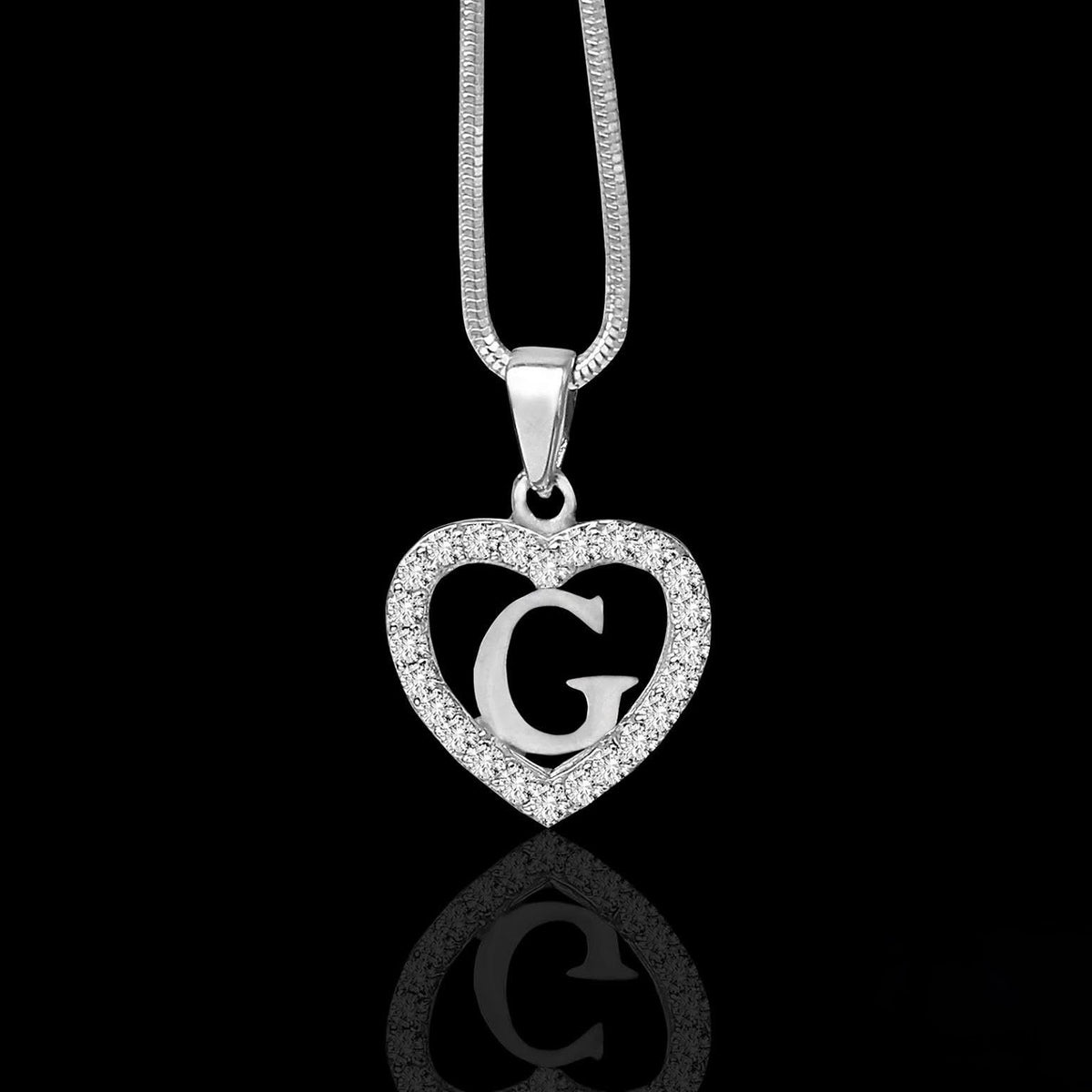 Silidia Silver Heart Pendant With Letter G