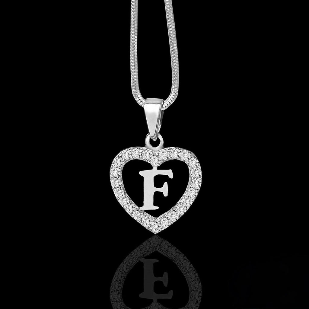 Silidia Silver Heart Pendant With Letter F