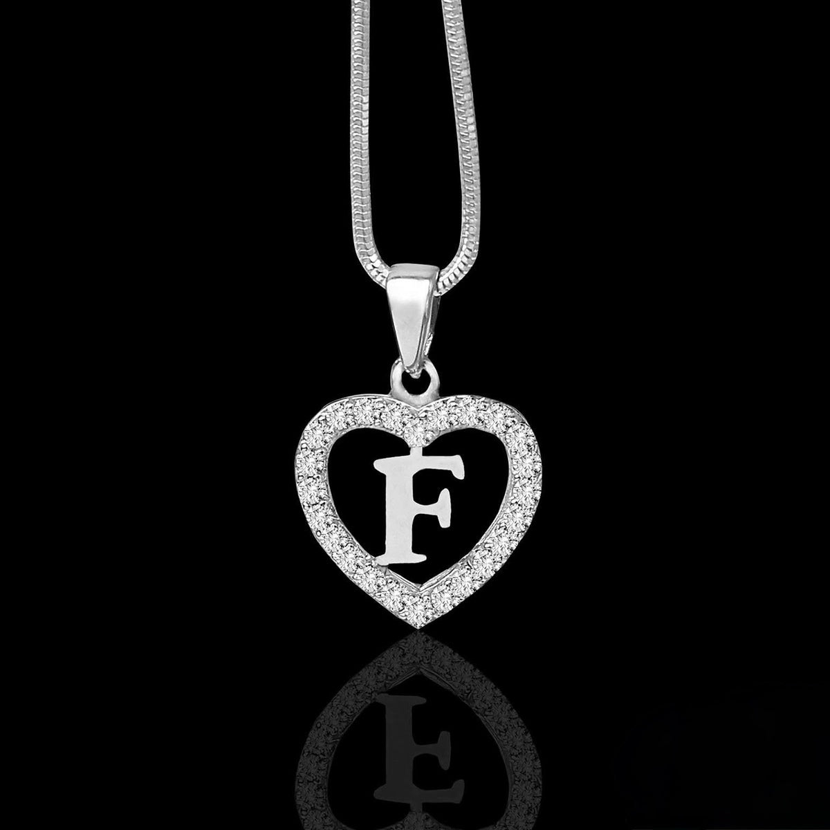 Silidia Silver Heart Pendant With Letter F