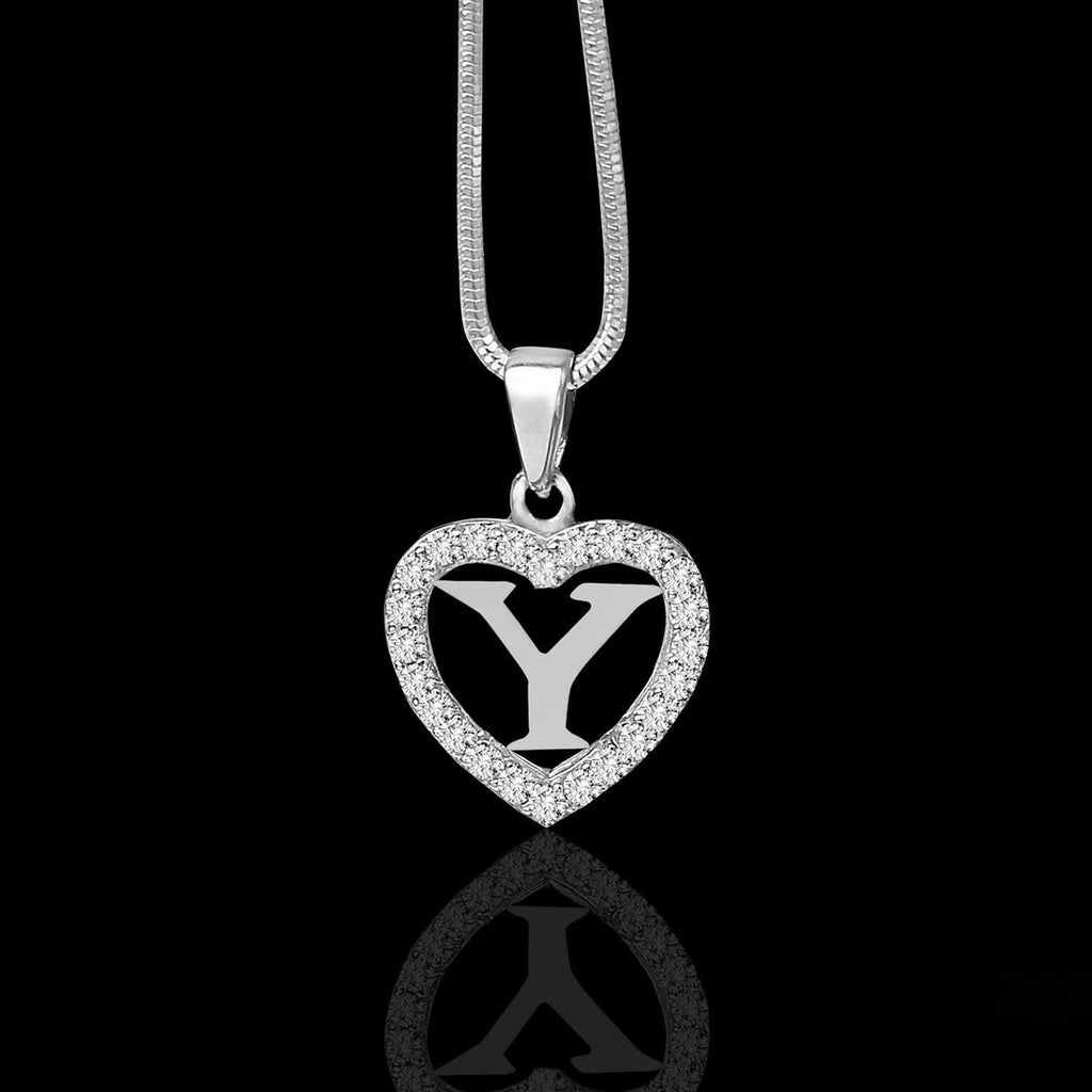 Silidia Silver Heart Pendant With Letter Y