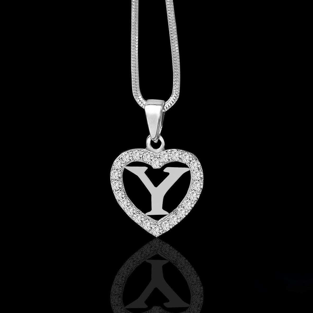 Silidia Silver Heart Pendant With Letter Y