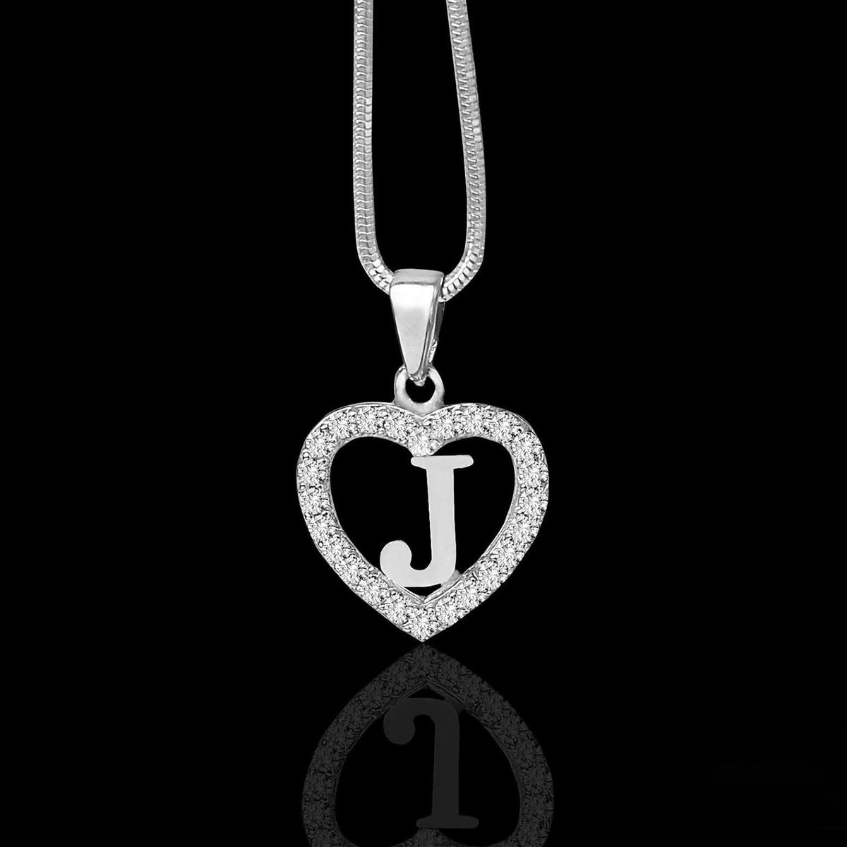 Silidia Silver Heart Pendant With Letter J
