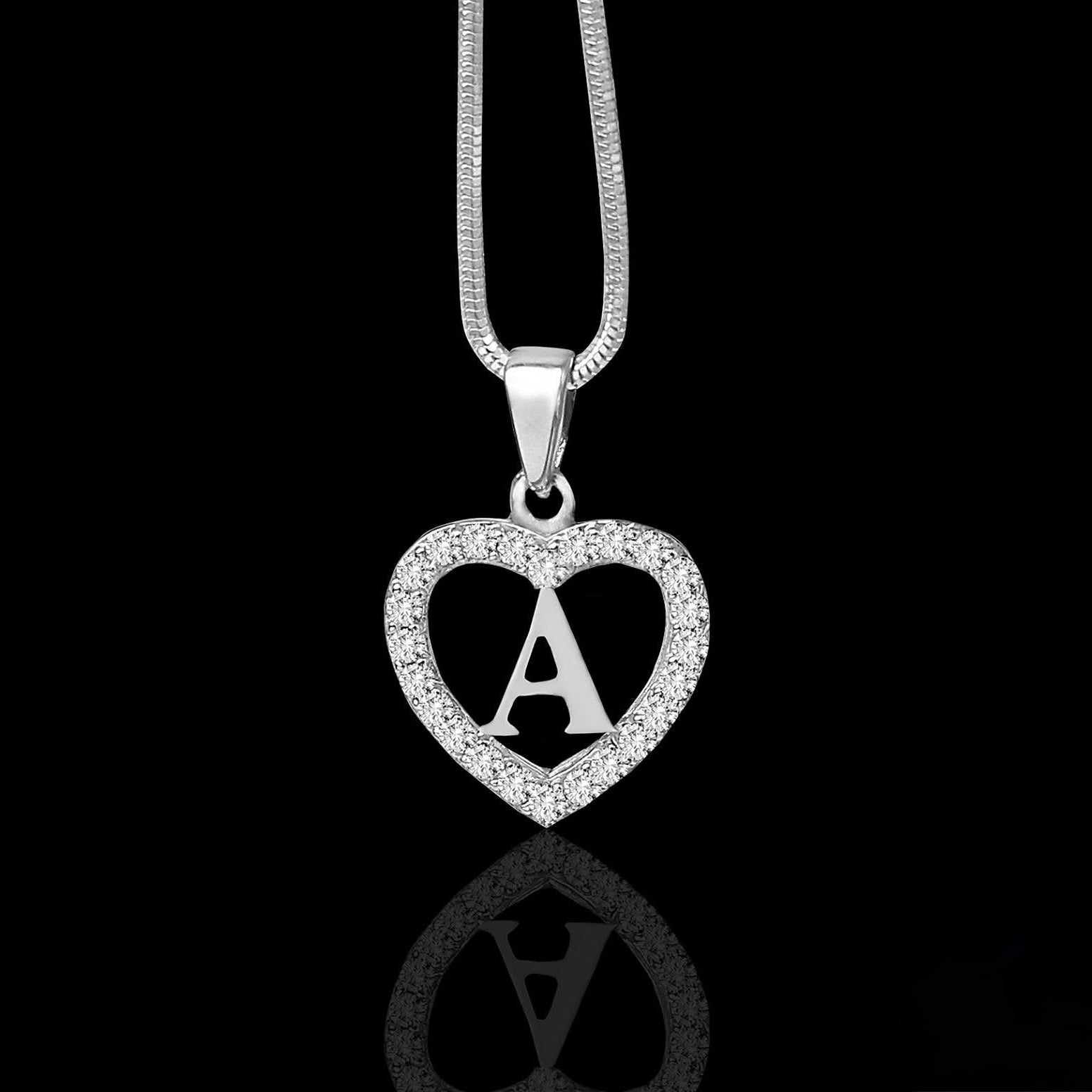 Silidia Silver Heart Pendant With Letter A