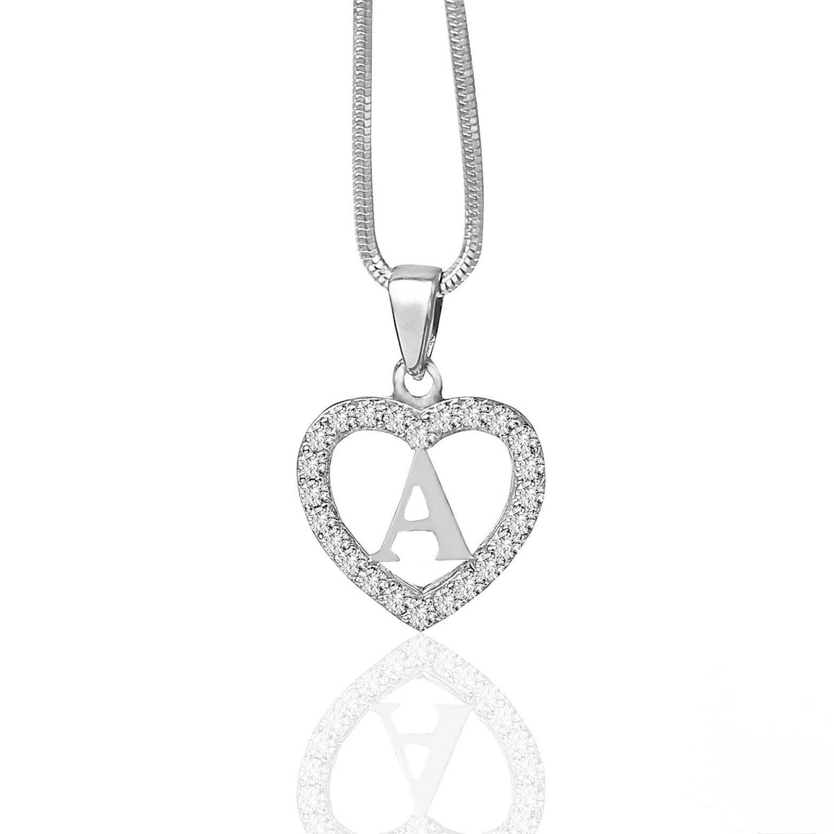 Silidia Silver Heart Pendant With Letter A