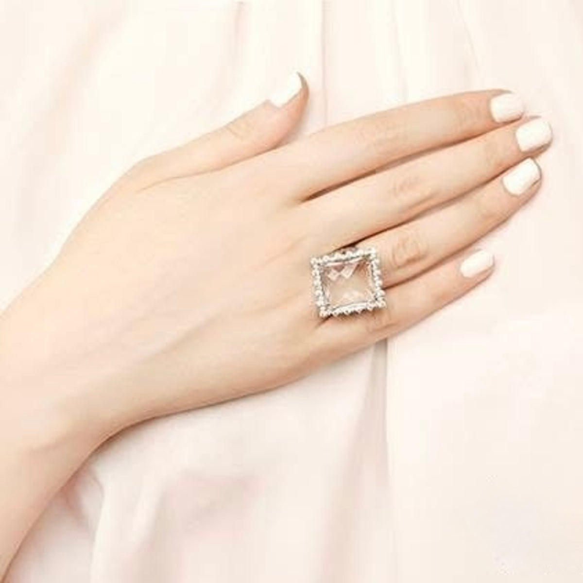 Silidia Silver Cubic Zirconia Square Ring