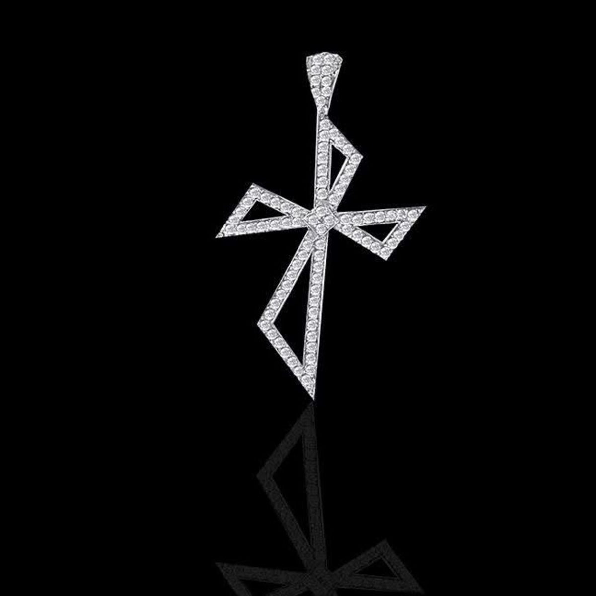 Silidia Silver Cross Cubic Pendant With White CZ