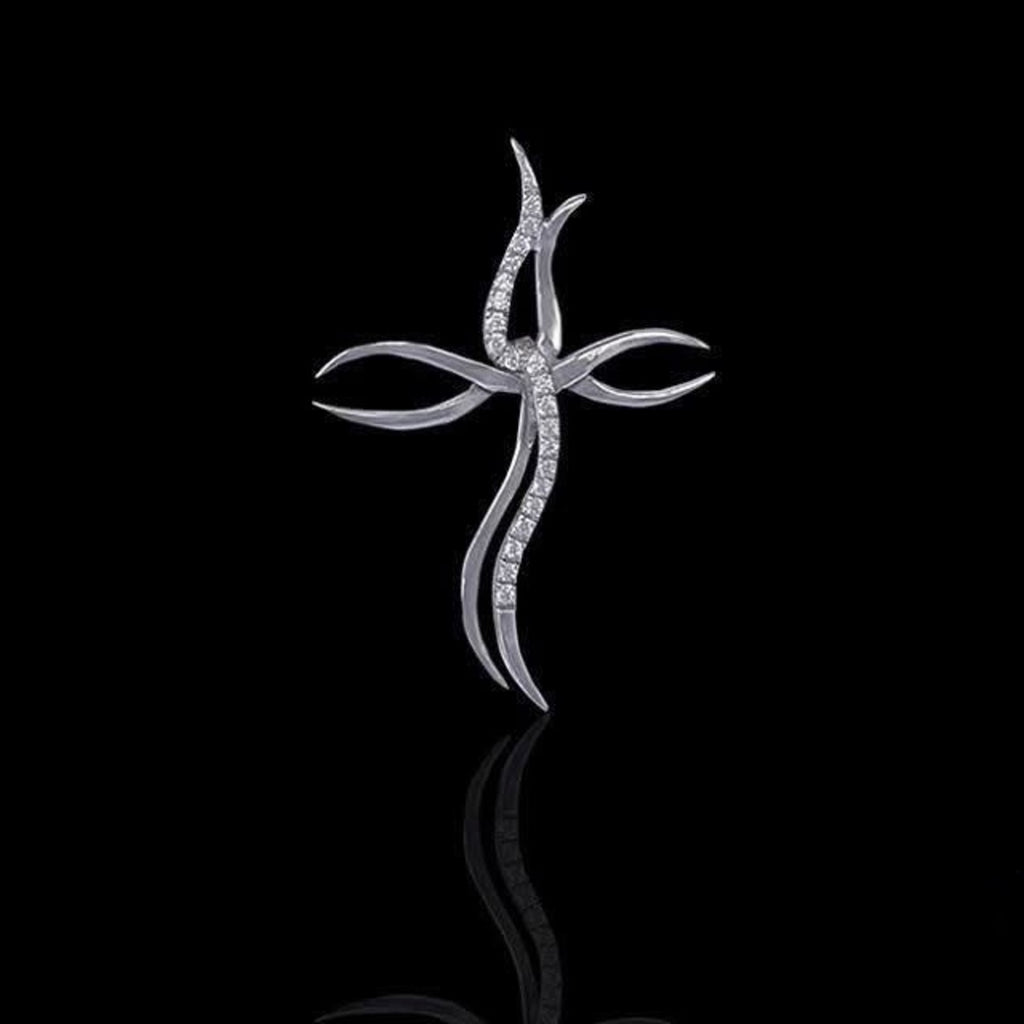 Silidia Silver Cross Pendant With White CZ