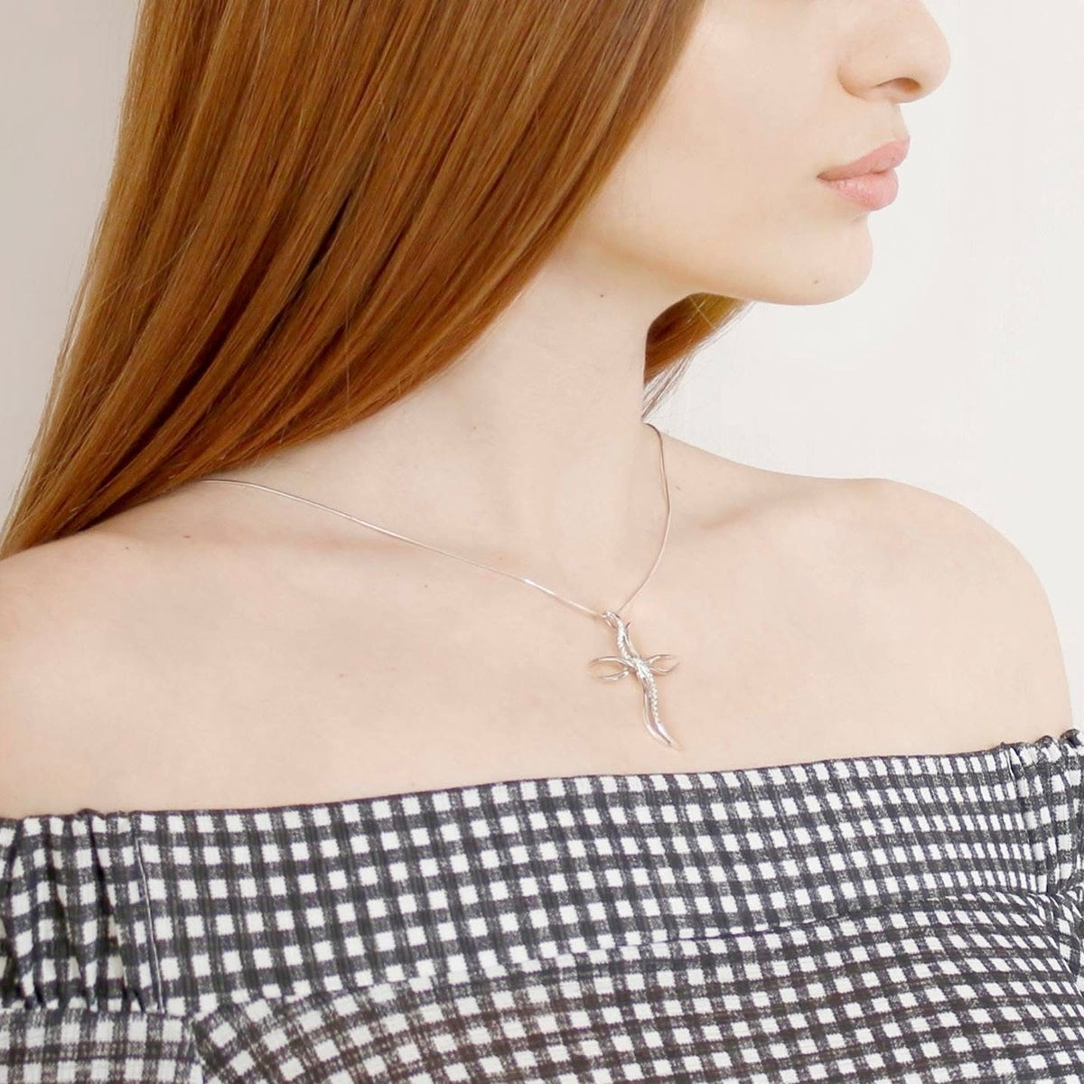 Silidia Silver Cross Pendant With White CZ