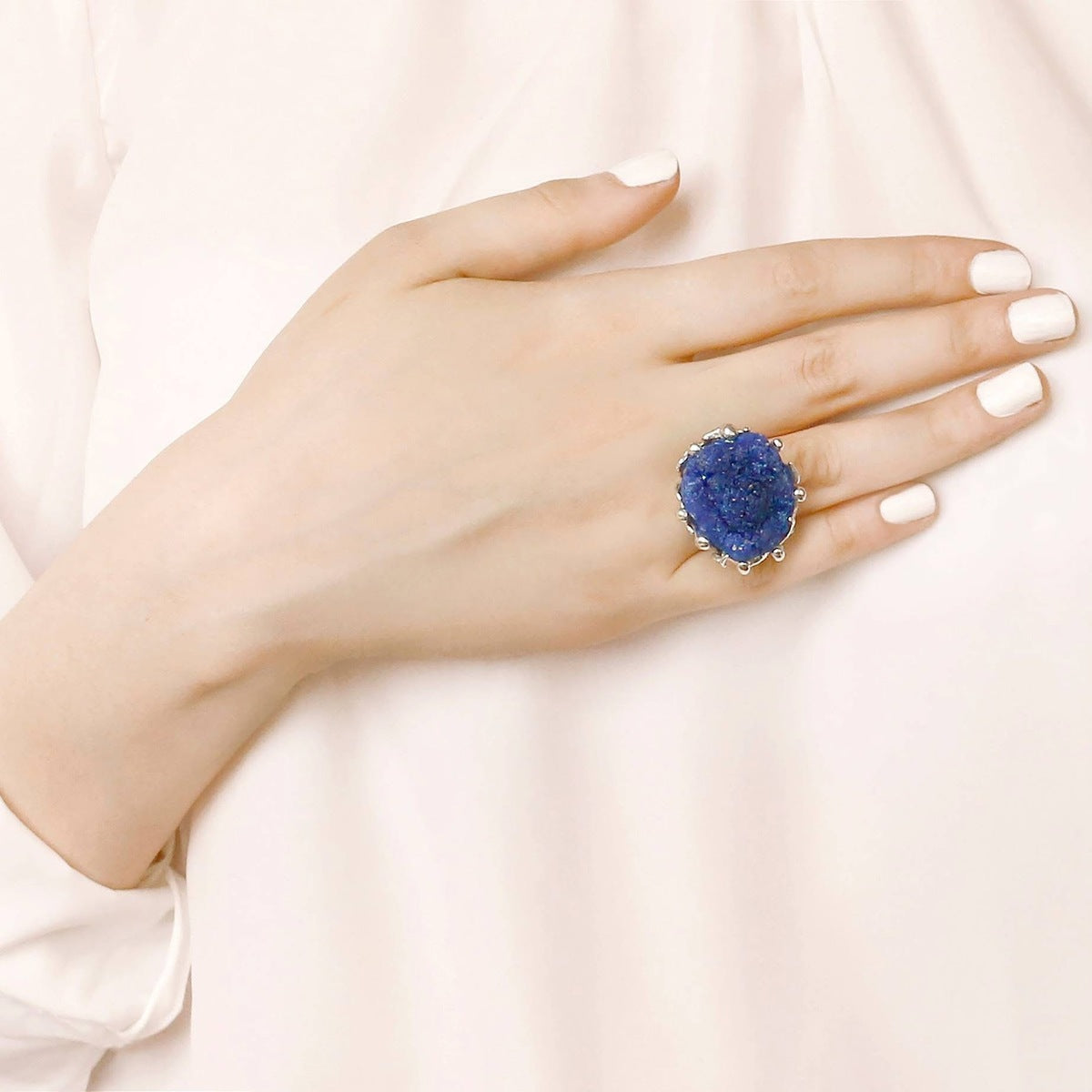 Sterling Silver Blue Druzy Ring