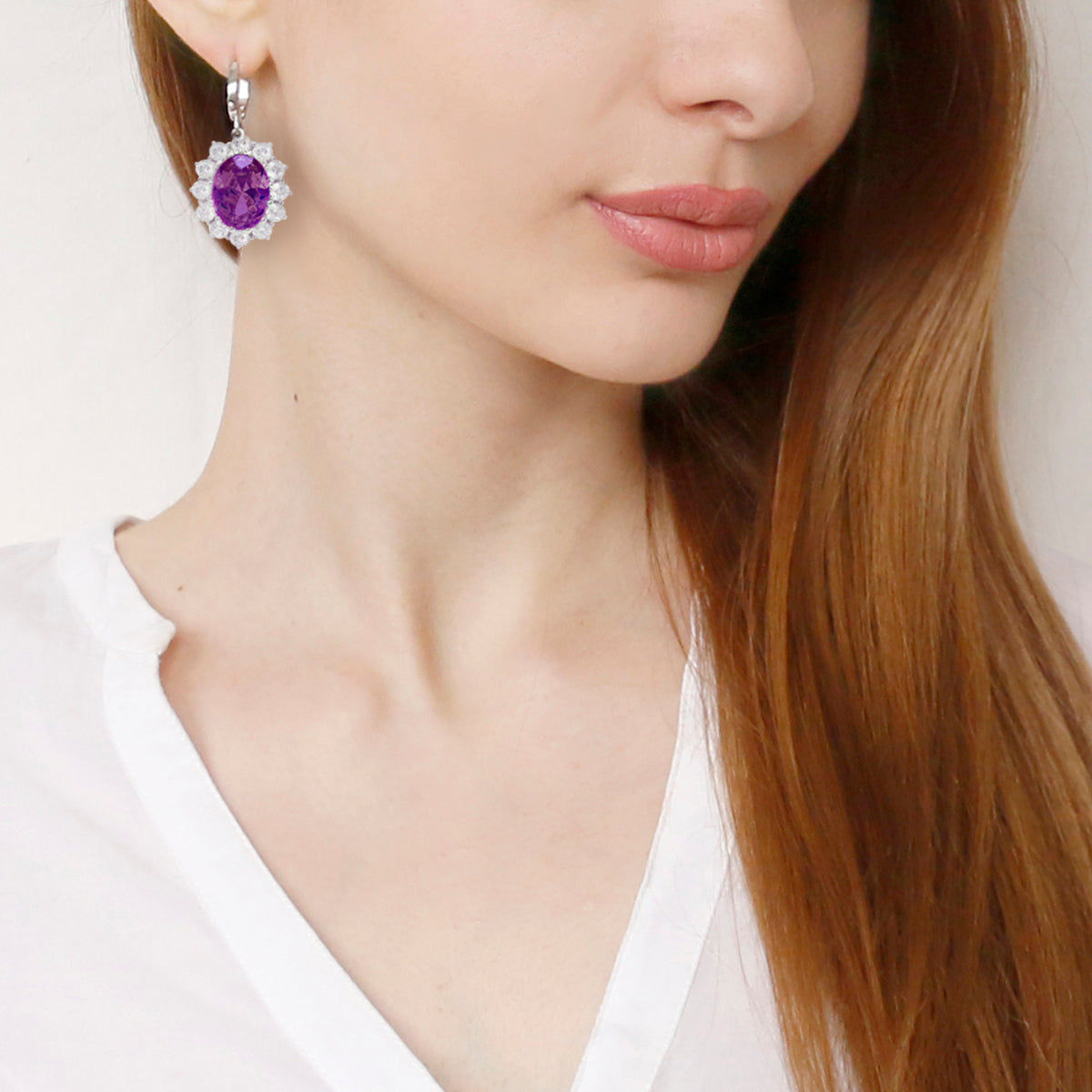 Silidia Oval Purple Earrings