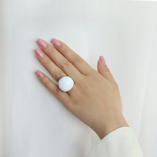 925 Silver Ring with White Faceted Stone