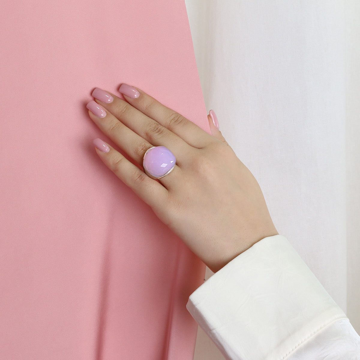 Silver Ring With Pink Stone