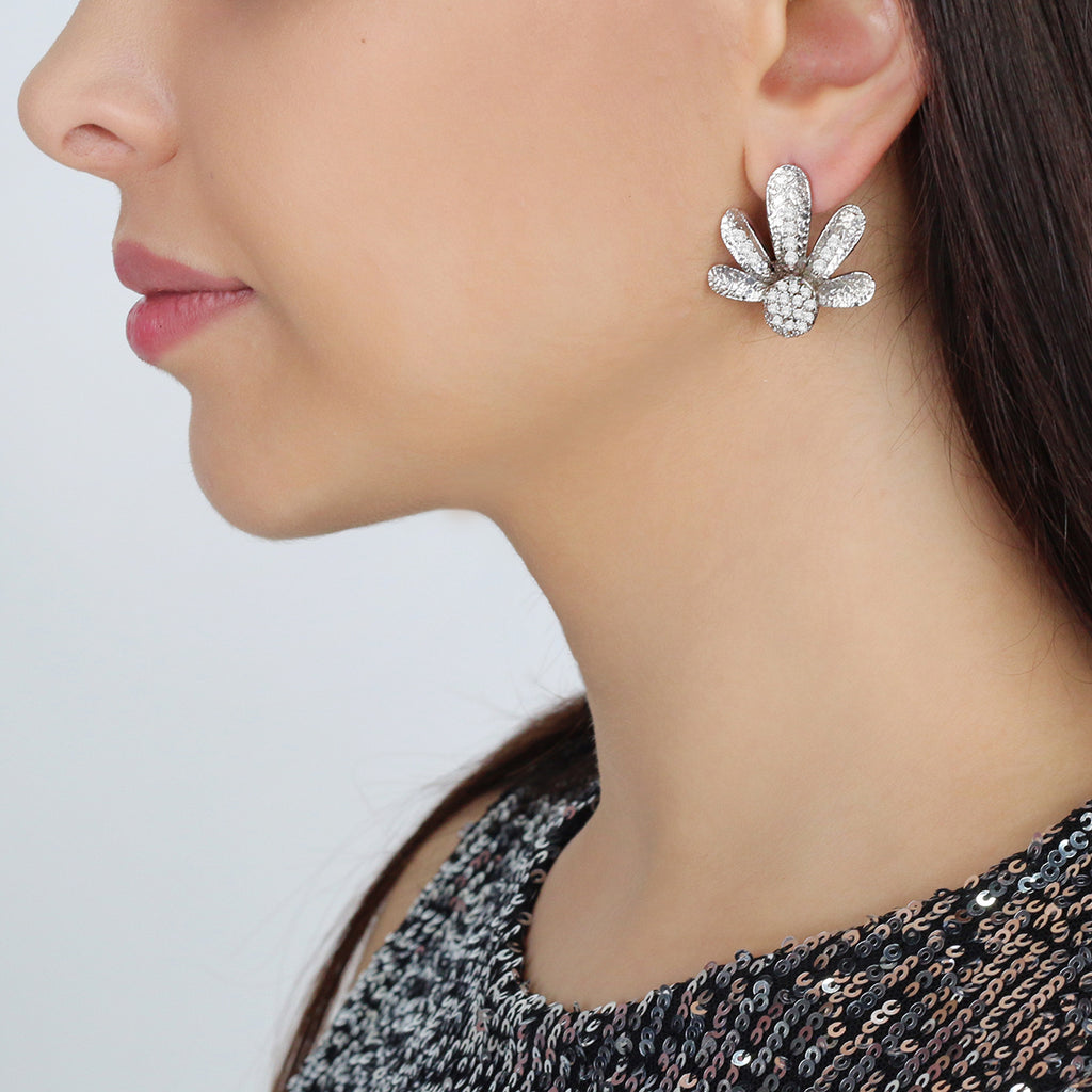 Sterling Silver Flower Stud Earrings