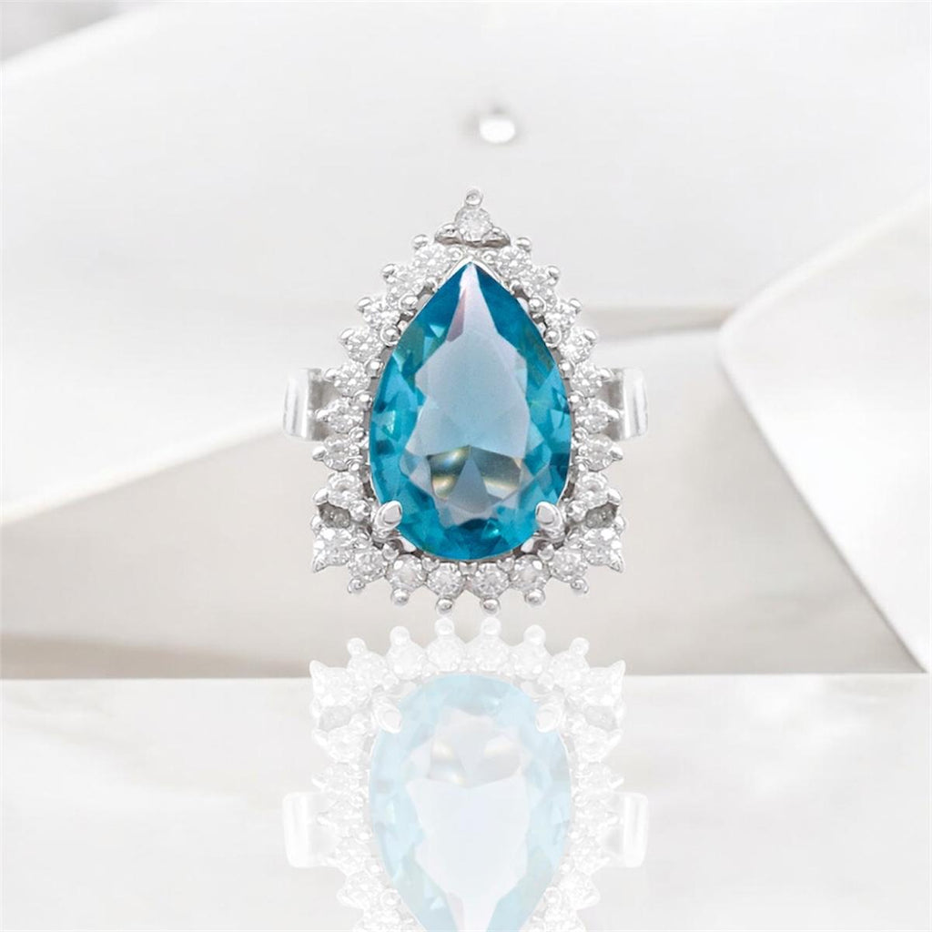 Silidia Tear Drop Ring with Aquamarine