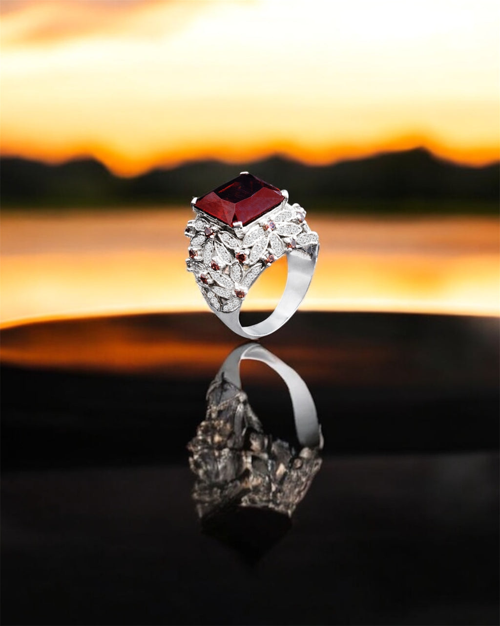 Silidia Ring With Dark Brown Cubic Zirconia