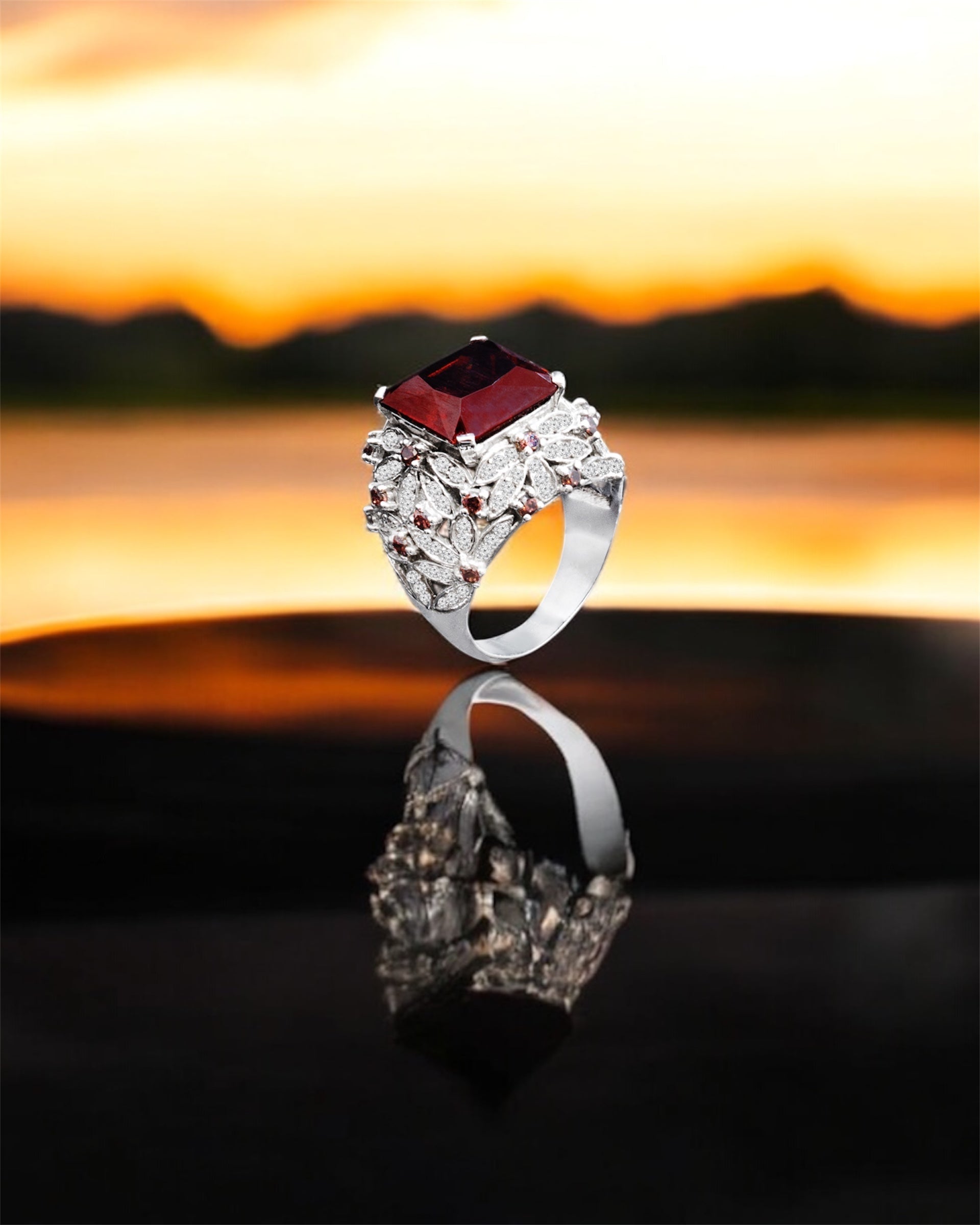 Silidia Ring With Dark Brown Cubic Zirconia