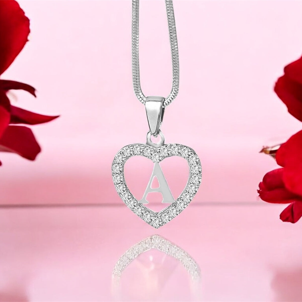 Silidia Silver Heart Pendant With Letter A