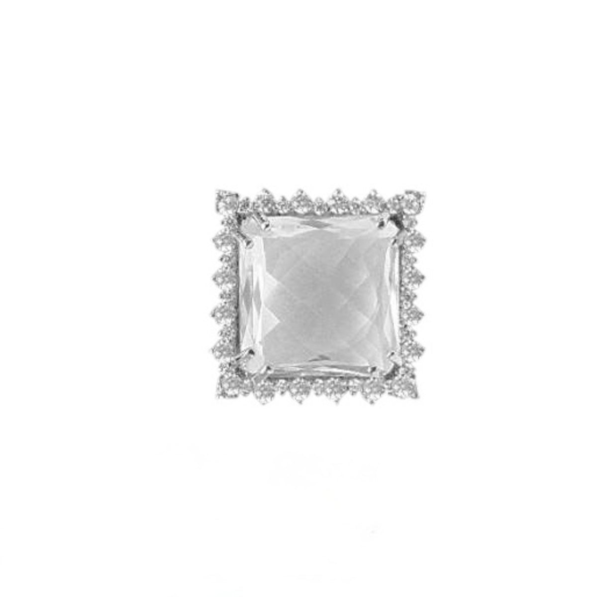 Silidia Silver Cubic Zirconia Square Ring