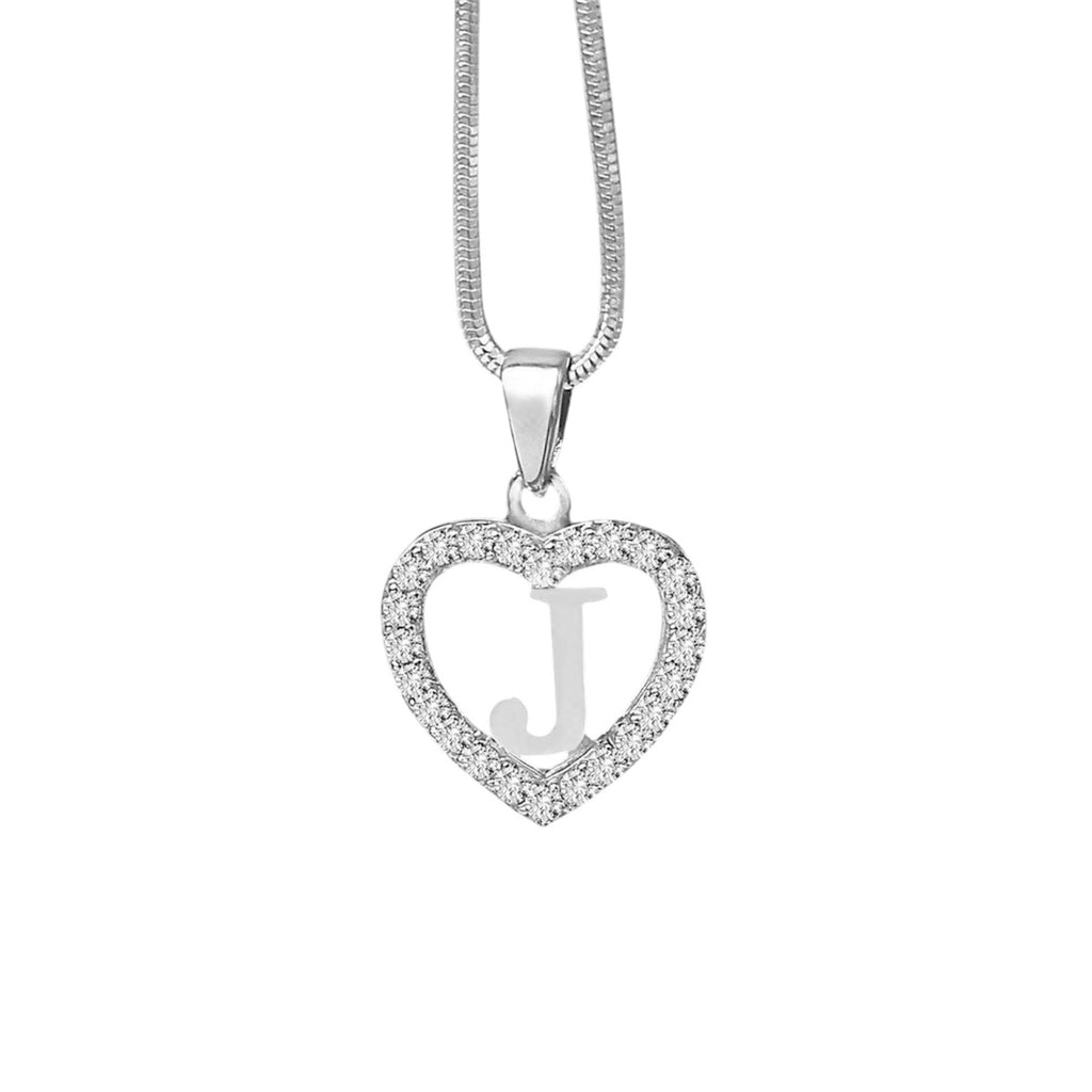 Silidia Silver Heart Pendant With Letter J