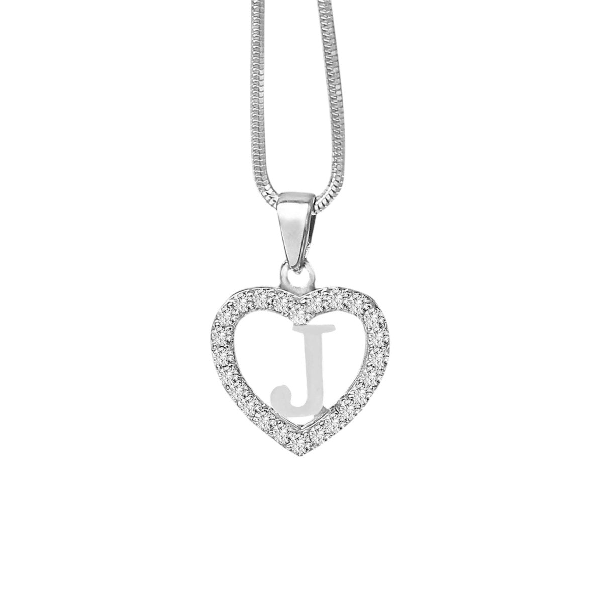 Silidia Silver Heart Pendant With Letter J