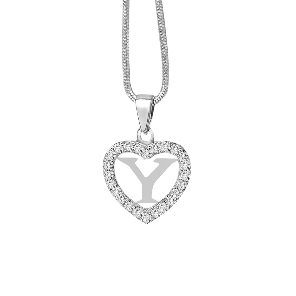 Silidia Silver Heart Pendant With Letter Y