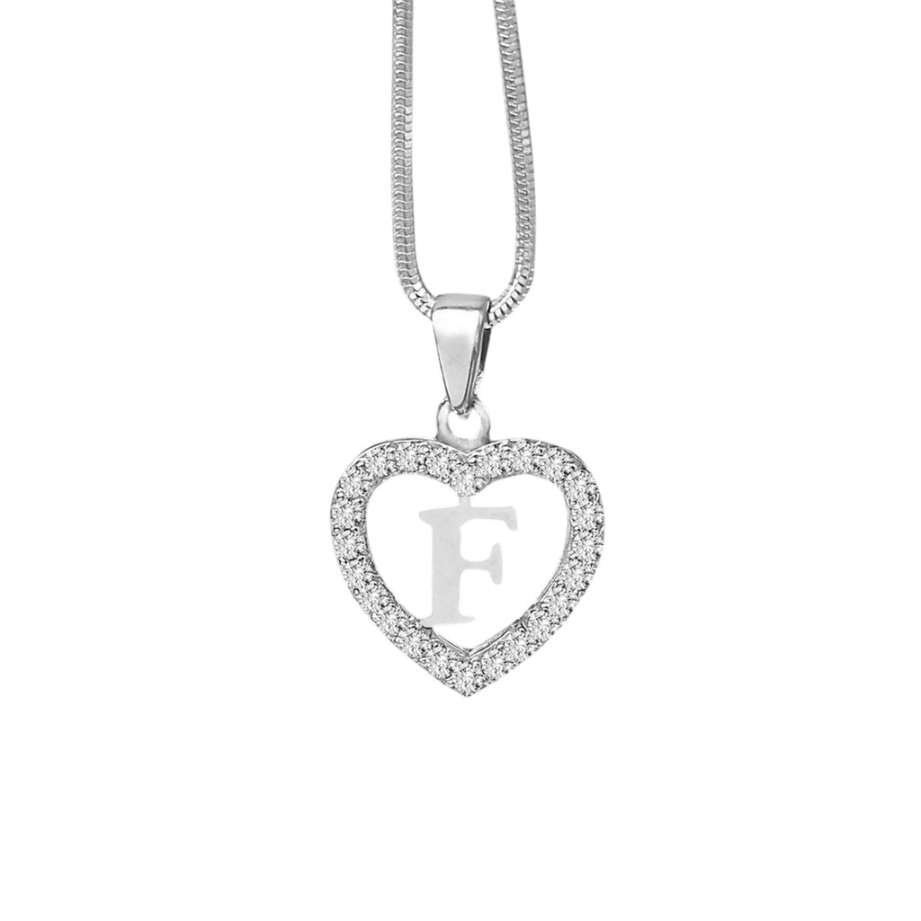 Silidia Silver Heart Pendant With Letter F