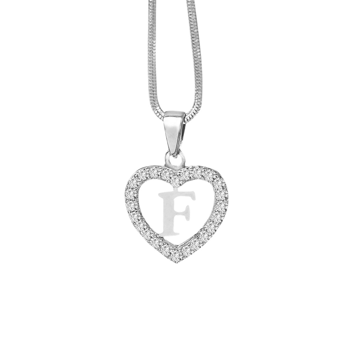 Silidia Silver Heart Pendant With Letter F