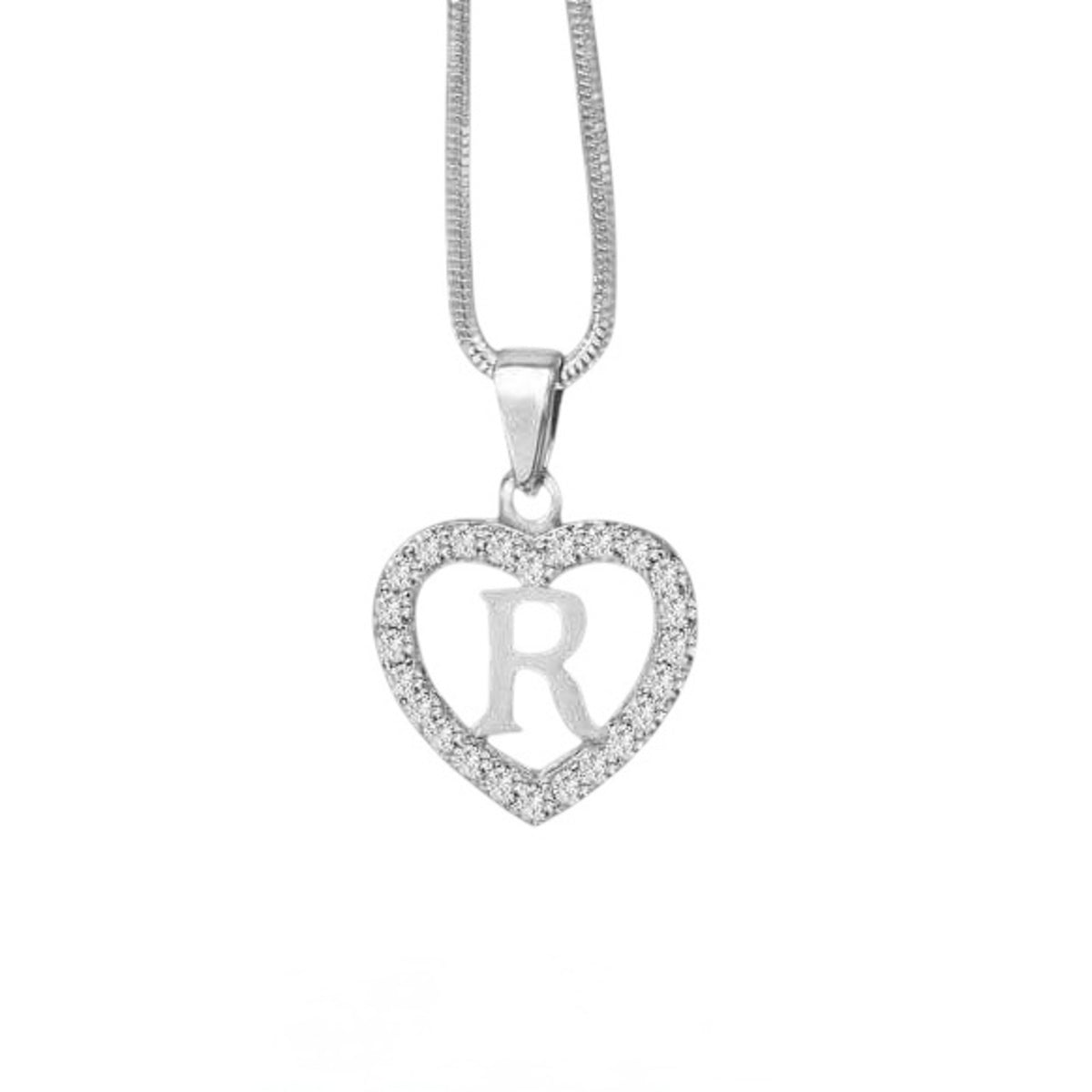 Silidia Silver Heart Pendant With Letter R