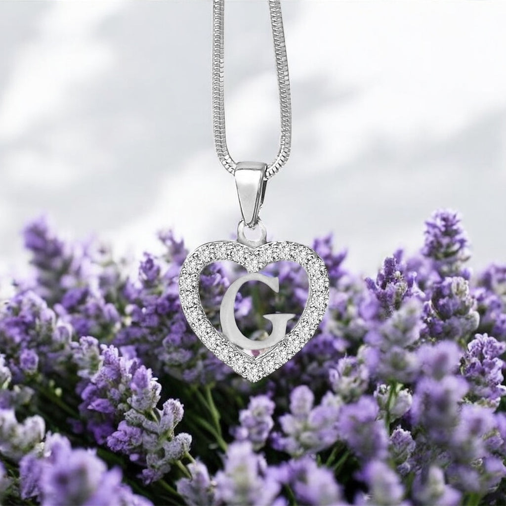 Silidia Silver Heart Pendant With Letter G