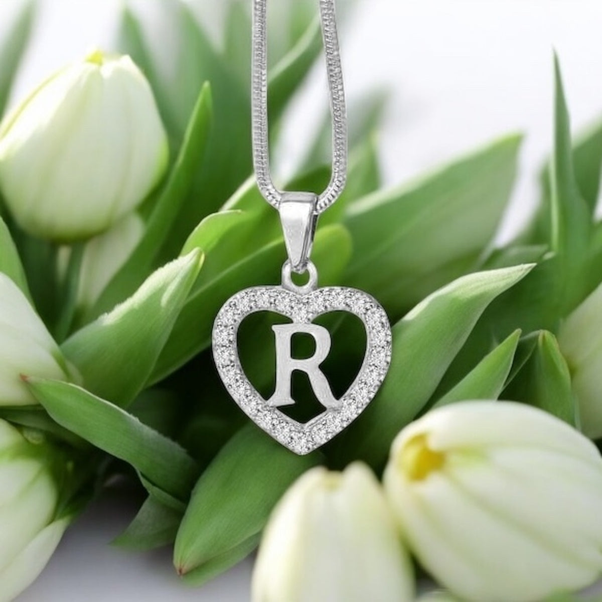 Silidia Silver Heart Pendant With Letter R