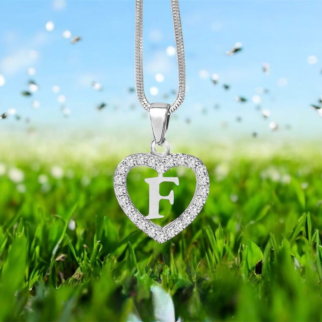 Silidia Silver Heart Pendant With Letter F