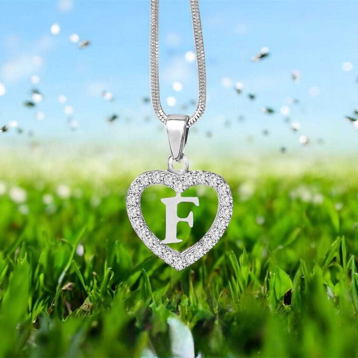 Silidia Silver Heart Pendant With Letter F